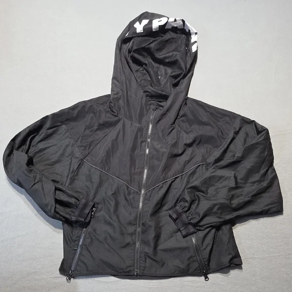 Ivy Park EUC Oversized Women's Black Hooded Jacket Size XS PTP 22 - Picture 2 of 6